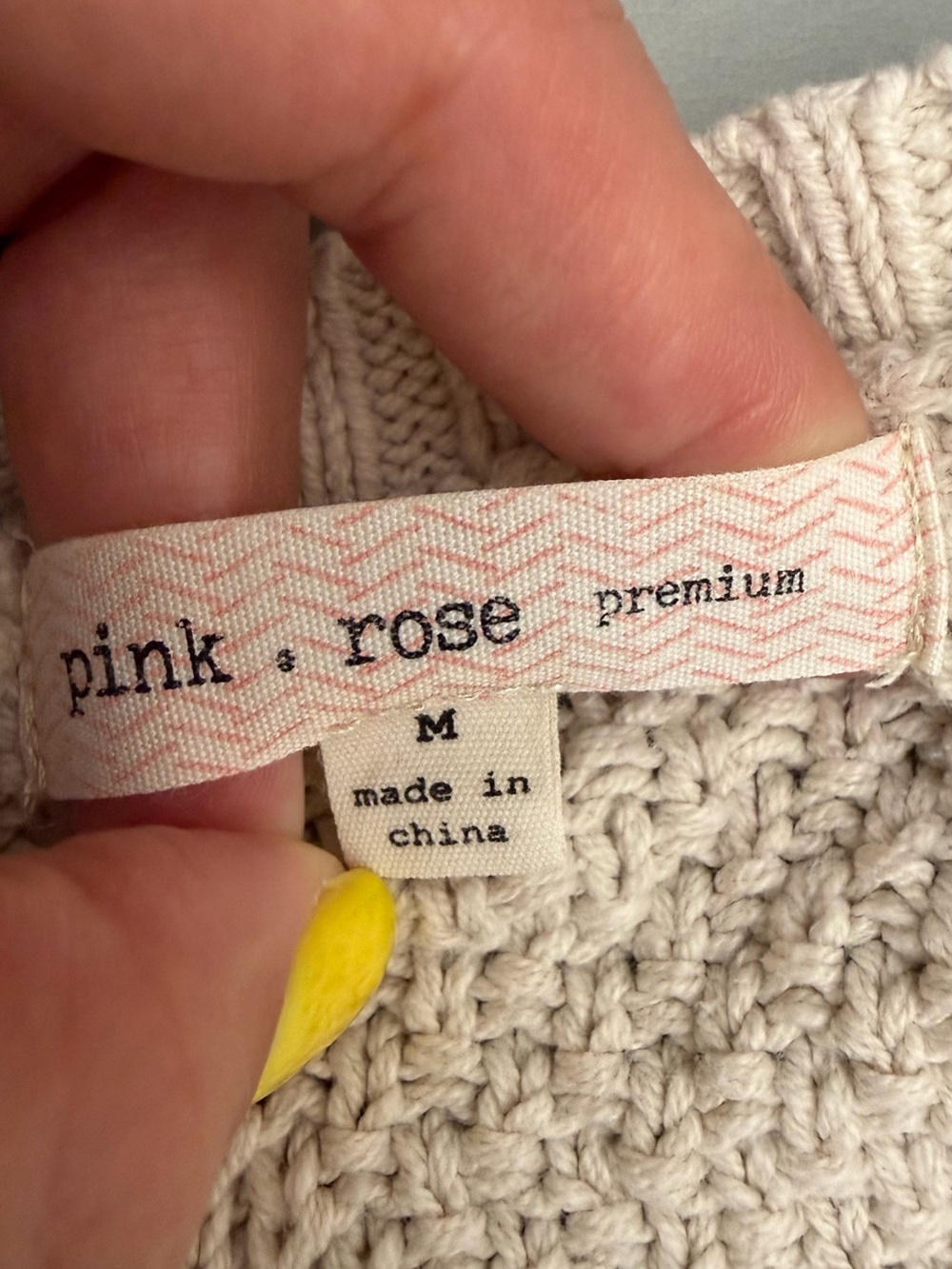 Pink Rose Premium Cable Knit Sweater Dress Women’s Medium Beige Cotton Blend - Picture 8 of 13